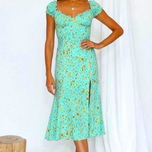 Fortunate One Teal cap sleeve midi dress